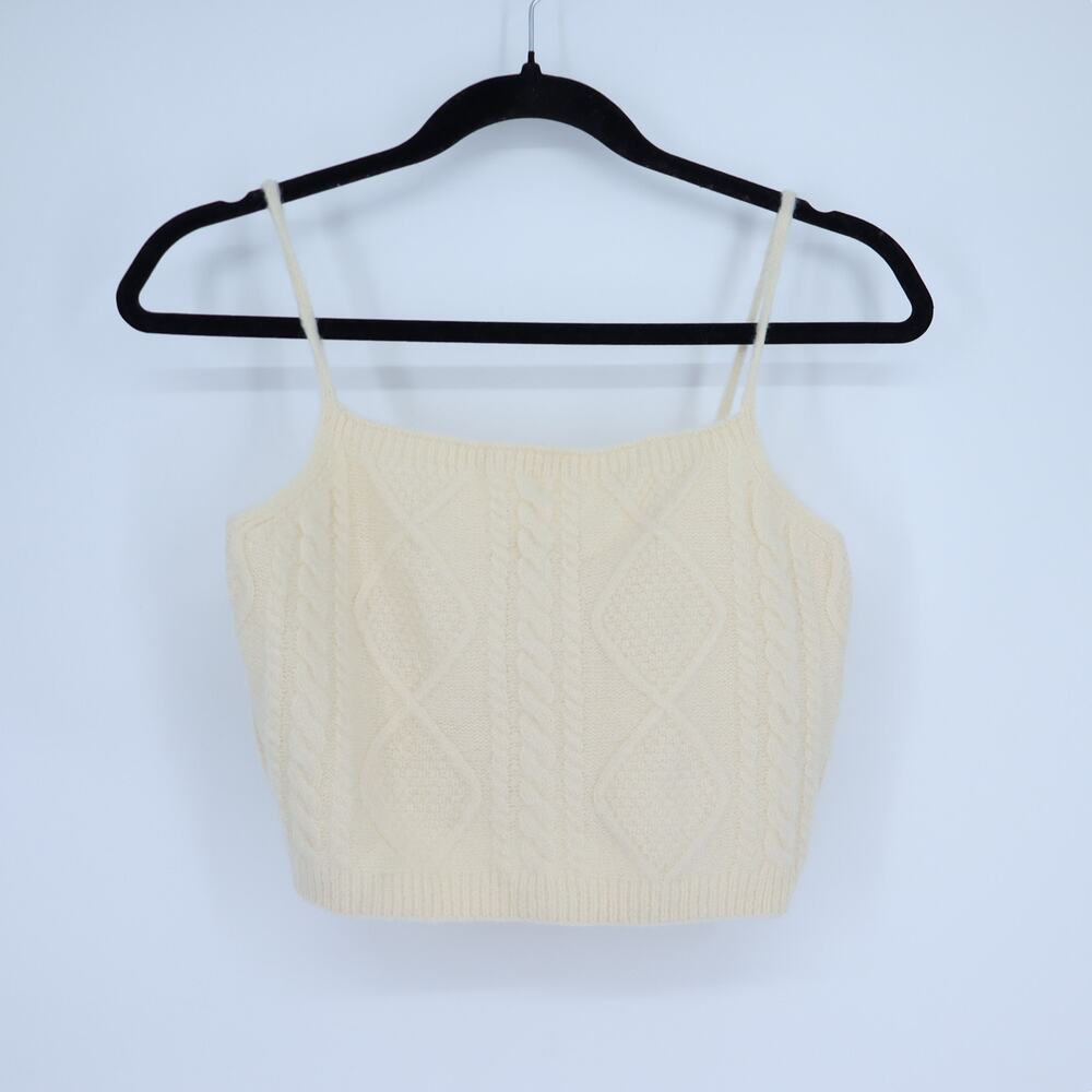 miss love Cable Knit Sweater Tank Ivory NWT Crop Sleeveless Women's S